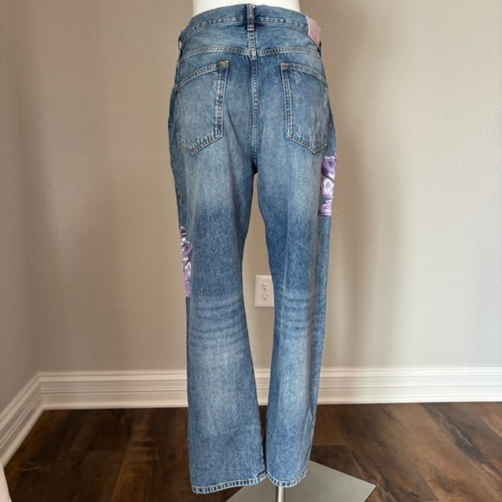 Scotch & Soda‎ The Bay Purple Floral Distressed Organic Cotton Boyfriend Jeans - Picture 4 of 16